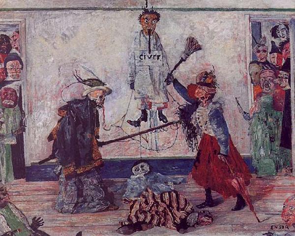 James Ensor Skeletons Fighting for the Body of a Hanged Man China oil painting art
